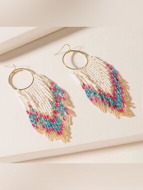 Myra Bag Vaquera Glow Boho Western Gold Hoop Bead Fringe Earrings